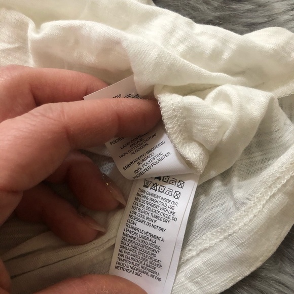 { Lucky Brand } Ivory Embroidered Short Sleeve Top - Picture 5 of 7